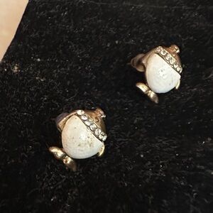 Elegant Gold and White Stud Earrings